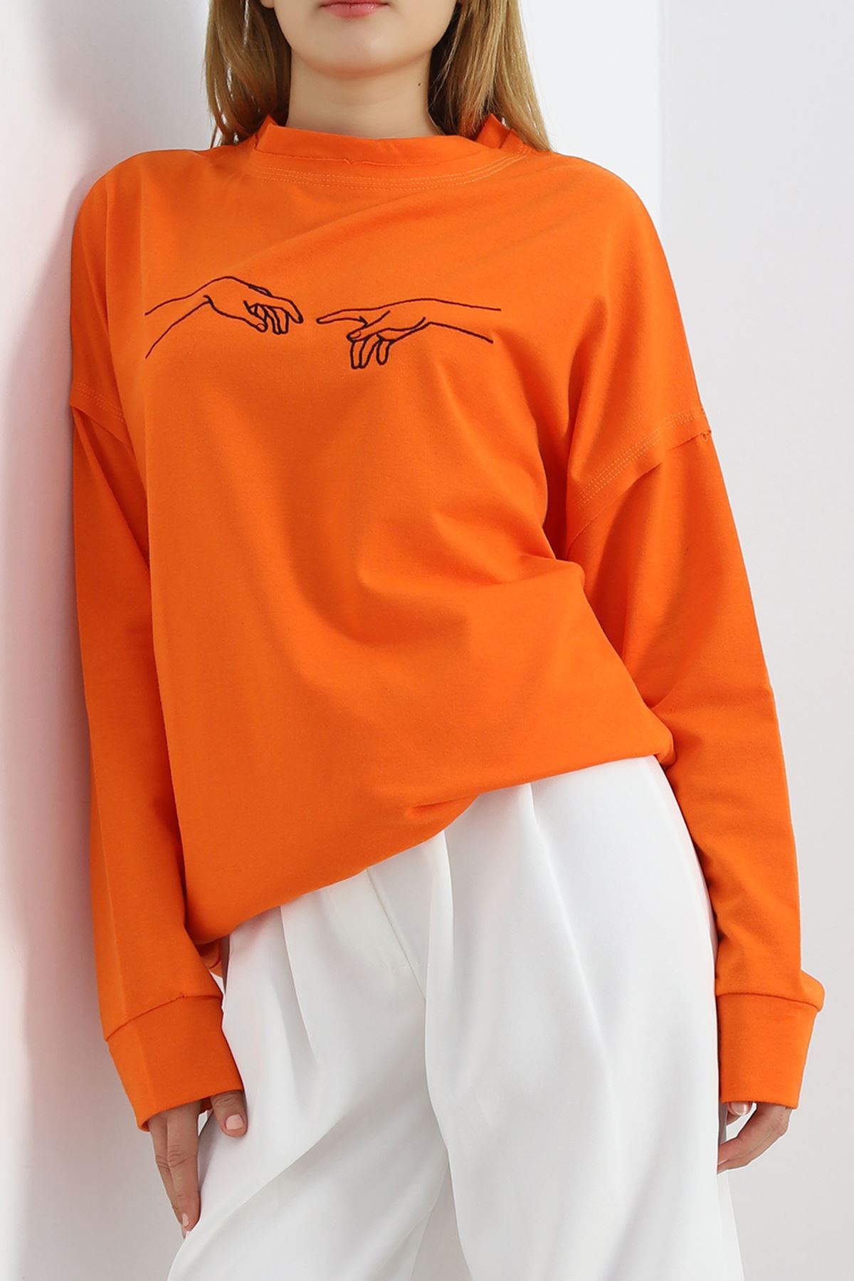 Nakışlı%20İki%20İplik%20Tunik%20Sweat%20Oranj%20-%2021173.200.