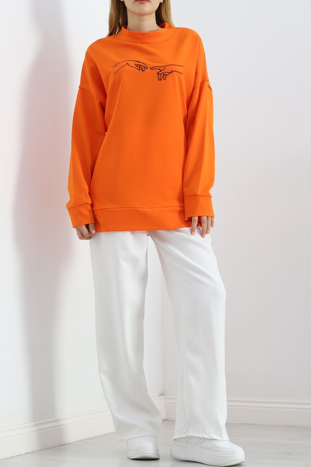 Nakışlı%20İki%20İplik%20Tunik%20Sweat%20Oranj%20-%2021173.200.