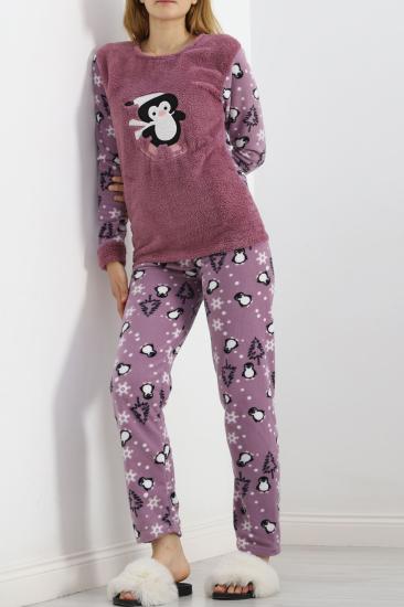 Peluş Polar Pijama Takımı Lila - 19178.1050.