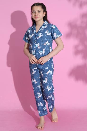 4-13 Yaş Çocuk Pijama Takımı Koyumavi - 403.1287.