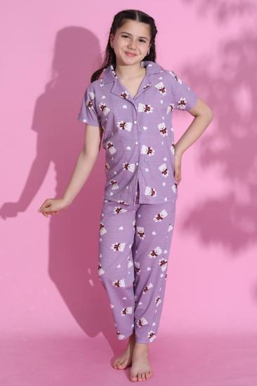 4-13 Yaş Çocuk Pijama Takımı Kalplila - 403.1287.