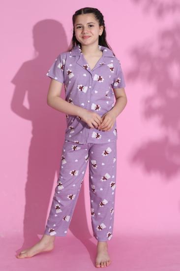 4-13 Yaş Çocuk Pijama Takımı Kalplila - 403.1287.